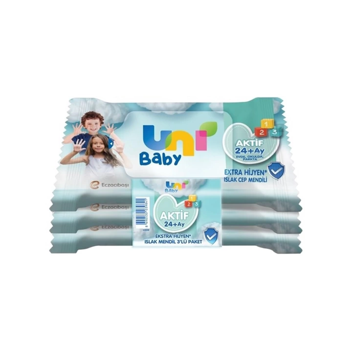 Uni Baby Aktif Ekstra Hijyen Cep Mendil 24+ Ay 3x15 Adet