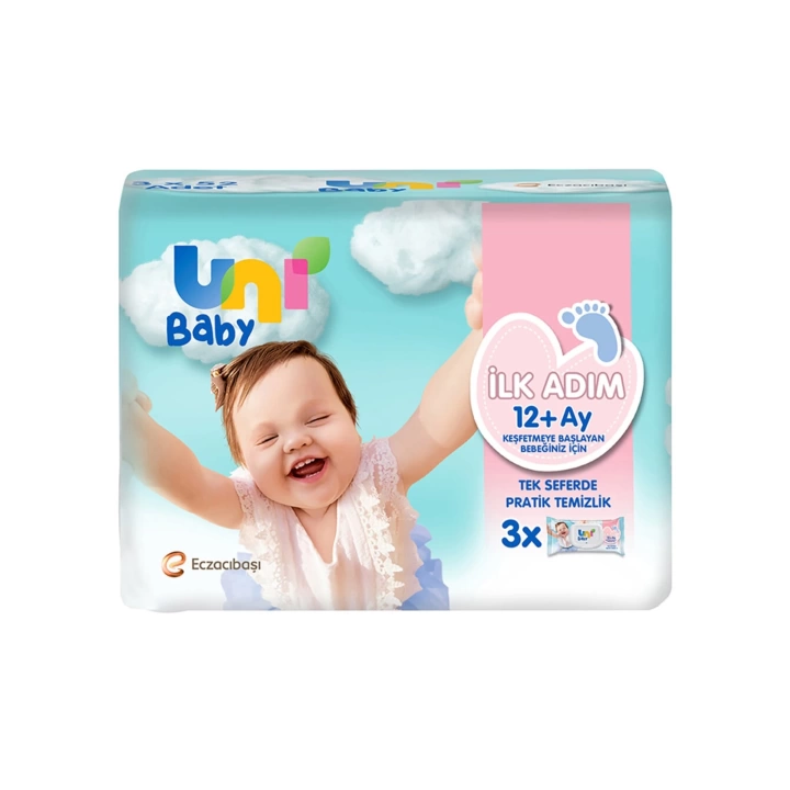 Uni Baby İlk Adım Bebek Islak Mendil 12+ Ay 3x52 Adet