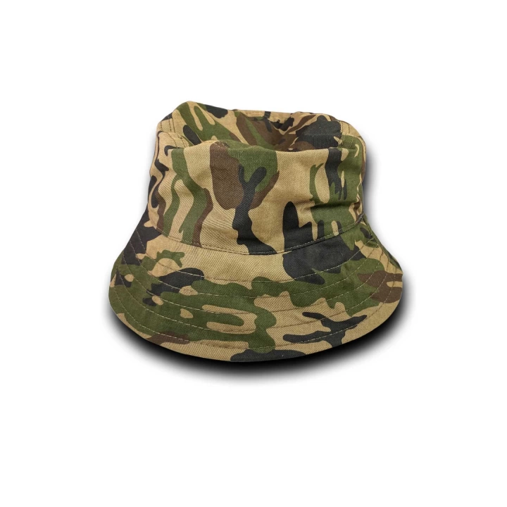 Unisex Kova Şapka Balıkçı Şapka Bucket Hat Kamuflaj Yeşil