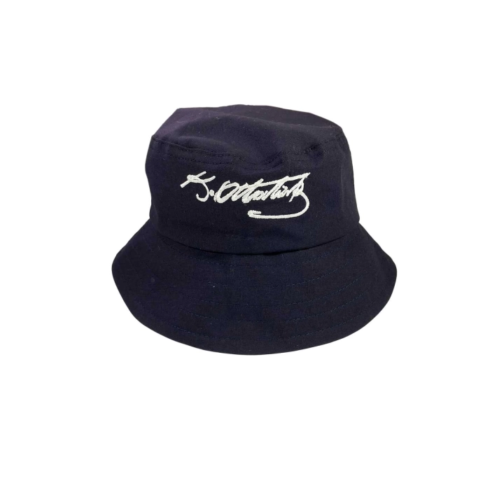 Unisex Kova Şapka Balıkçı Şapka Bucket Hat Kemal Atatürk İmzalı Siyah