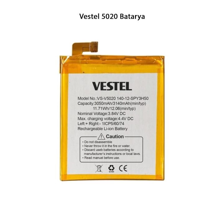 Vestel 5020 Telefonlarla Uyumlu Batarya 3140 mAh