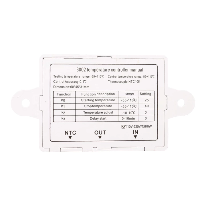 W3002 DİJİTAL EKRAN SICAKLIK KONTROL MODÜLÜ 10A 12V 24V 110V~220V