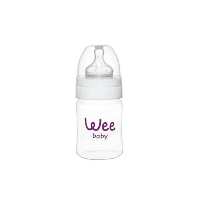 Wee Baby Silikon Uçlu Desenli PP Biberon 150 ml - Beyaz