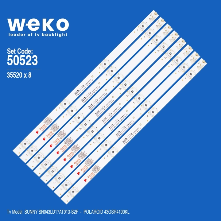 WKSET-5523 35520X8 MY43D04-ZC23AG-03 4S1P - 303MY430031 - 135-140/3.0-3.1 8 ADET LED BAR