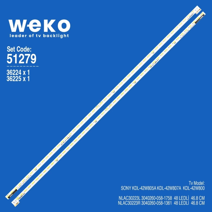 WKSET-6279 36224X1 36225X1 NLAC30223L/NLAC30223R 2 ADET LED BAR