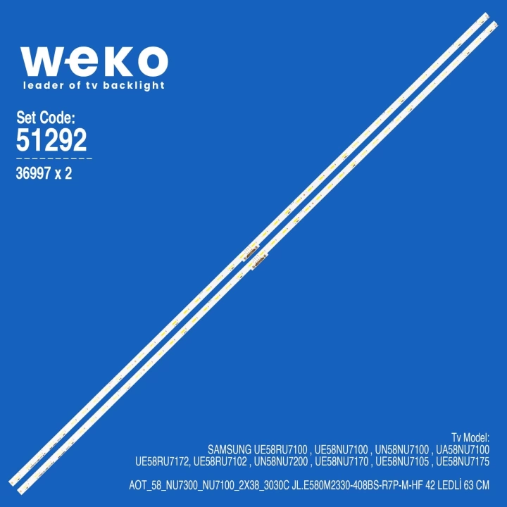 WKSET-6292 36997X2 AOT_58_NU7300_NU7100_2X38_3030C 2 ADET LED BAR (42LED)