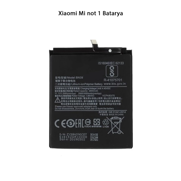 Xiaomi Mi Not 1 Telefonlarla Uyumlu Batarya 3000 mAh