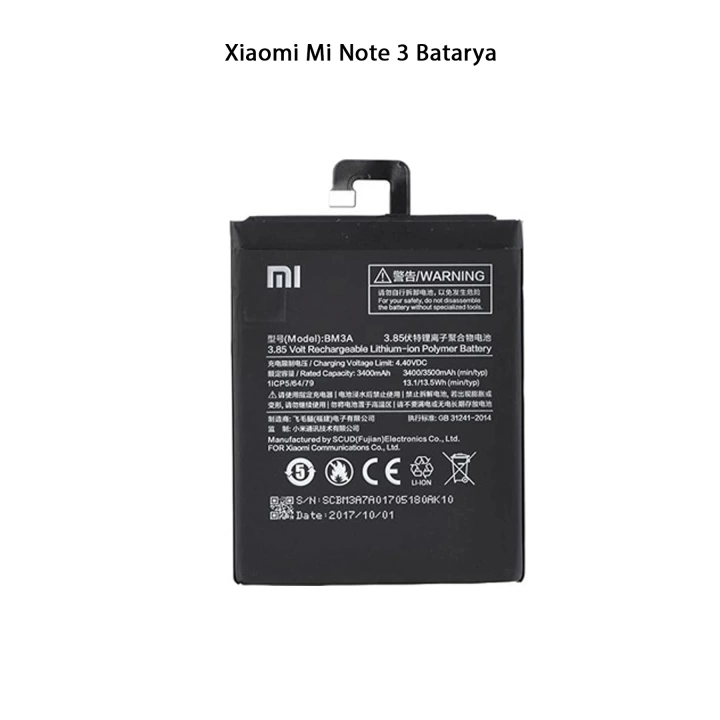 Xiaomi Mi Note 3 Telefonlarla Uyumlu Batarya 3500 mAh