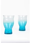 2 Adet Renkli Cam Ayaklı Tombul Fresh İçecek Bardağı 480 ml  14x9cm