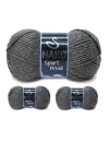 3 Adet Sport Wool Atkı Bere Ceket Yelek Örgü İpi Yünü No: 193 Koyu Gri Melanj