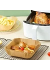 50 Adet ShopZum Air Fryer Pişirme Kağıdı Tek Kullanımlık Hava Fritöz Yağ Geçirmez Yapışmaz Kare Tabak Model