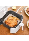 50 Adet ShopZum Air Fryer Pişirme Kağıdı Tek Kullanımlık Hava Fritöz Yapışmaz Yağlı Kağıt Delikli Model