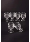 Ayaklı Kahve Yanı Bardağı Kristal Kesim Shot Bardak 7cm x 4 cm 6 Lı Set