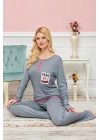 Bayan Uzun Kollu Pijama Takımı Model no 7605