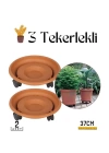 Coadura Tekerlekli Saksı Taşıyıcı ve Altığı 37 CM 2 ADET KAHVERENGİ 716062