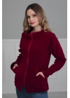 Fermuarlı Cepli Polar Sweatshirt,sw-4 Bordo