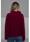 Fermuarlı Cepli Polar Sweatshirt,sw-4 Bordo