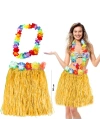 Hawaii Luau Aloha Sarı Püsküllü 50 cm Etek ve Hawaii Kolye Seti