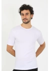 Hepsizen Erkek Sıfır Yaka Likralı Beyaz T-shirt 65710