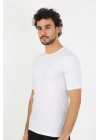 Hepsizen Erkek Sıfır Yaka Likralı Beyaz T-shirt 65710