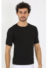 Hepsizen Erkek Sıfır Yaka Likralı Siyah T-shirt 65710