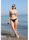 Hepsizen Kadın Yarım Destekli Alt Üst Bikini Takım Gri 35013