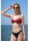 Hepsizen Kadın Yarım Destekli Alt Üst Bikini Takım Kırmızı 35013