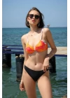 Hepsizen Kadın Yarım Destekli Alt Üst Bikini Takım Turuncu 35012