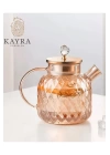 Kabartmalı Borosilikat Cam Demlik 1000ML Royaleks-CM-2006