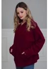 Kapüşonlu Fermuarlı Cepli Polar Sweatshirt,sw-3 Bordo