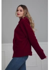 Kapüşonlu Fermuarlı Cepli Polar Sweatshirt,sw-3 Bordo