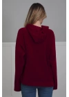 Kapüşonlu Fermuarlı Cepli Polar Sweatshirt,sw-3 Bordo