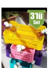 Kasa Sepet 3lü Set Çok Amaçlı Mini Plastik Organizer Mutfak Düzenleyiciler 17x10x6 cm