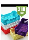 Kasa Sepet 3lü Set Çok Amaçlı Mini Plastik Organizer Mutfak Düzenleyiciler 17x10x6 cm