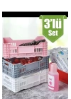 Kasa Sepet 3lü Set Çok Amaçlı Mini Plastik Organizer Mutfak Düzenleyiciler 17x10x6 cm