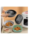 Katlanabilir Silikon Yanmaz - Yıkanabilir Kare Airfryer Kalıbı 21 Cm