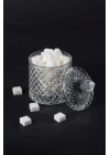 Kristal Desen Noktalı Şekerlik İşleme Kapaklı Çay Sunum 8 x 8 cm