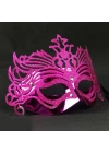 Metalik Fuşya Pembe Renk Masquerade Kelebek Simli Parti Maskesi 23x14 cm