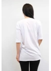 Hepsizen Bisiklet Yaka Oversize Tshirt Beyaz