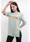 Hepsizen Bisiklet Yaka Oversize Tshirt Mint