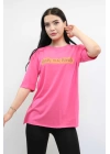 Hepsizen Bisiklet Yaka Oversize Tshirt Pembe