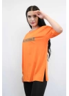 Hepsizen Bisiklet Yaka Oversize Tshirt Turuncu