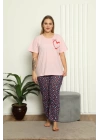 Hepsizen Kadın %100 Pamuk Kısa Kol Büyük Beden Pijama Takım 202143