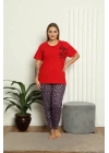 Hepsizen Kadın %100 Pamuk Kısa Kol Büyük Beden Pijama Takım 202144