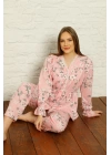 Hepsizen Kadın %100 Pamuk Penye Pileli Pijama Takım 17101