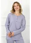 Hepsizen Kadın 4xl-5xl-6xl-7xl-8xl Büyük Beden Lila Uzun Kol Pijama Takım 75013