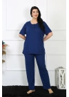 Hepsizen Kadın 5xl-6xl-7xl-8xl Büyük Beden Lacivert Kısa Kol Pijama Takım 75012