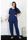 Hepsizen Kadın 5xl-6xl-7xl-8xl Büyük Beden Lacivert Kısa Kol Pijama Takım 75012