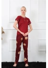 Hepsizen Kadın Bordo Kısa Kol Pijama Takım 20388