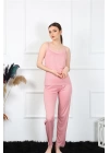 Hepsizen Kadın İp Askılı Somon Pijama Takım 4136